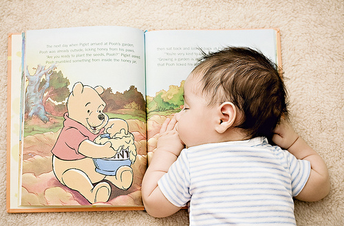 cute-kids-baby-asleep-reading-winnie-the-pooh